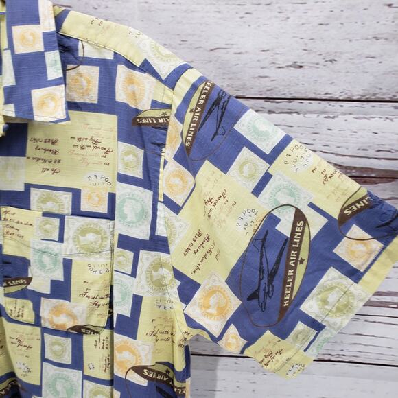 Cutter & Buck Men's Keeler Airlines Passport Stamp Print Shirt Medium - Picture 5 of 14